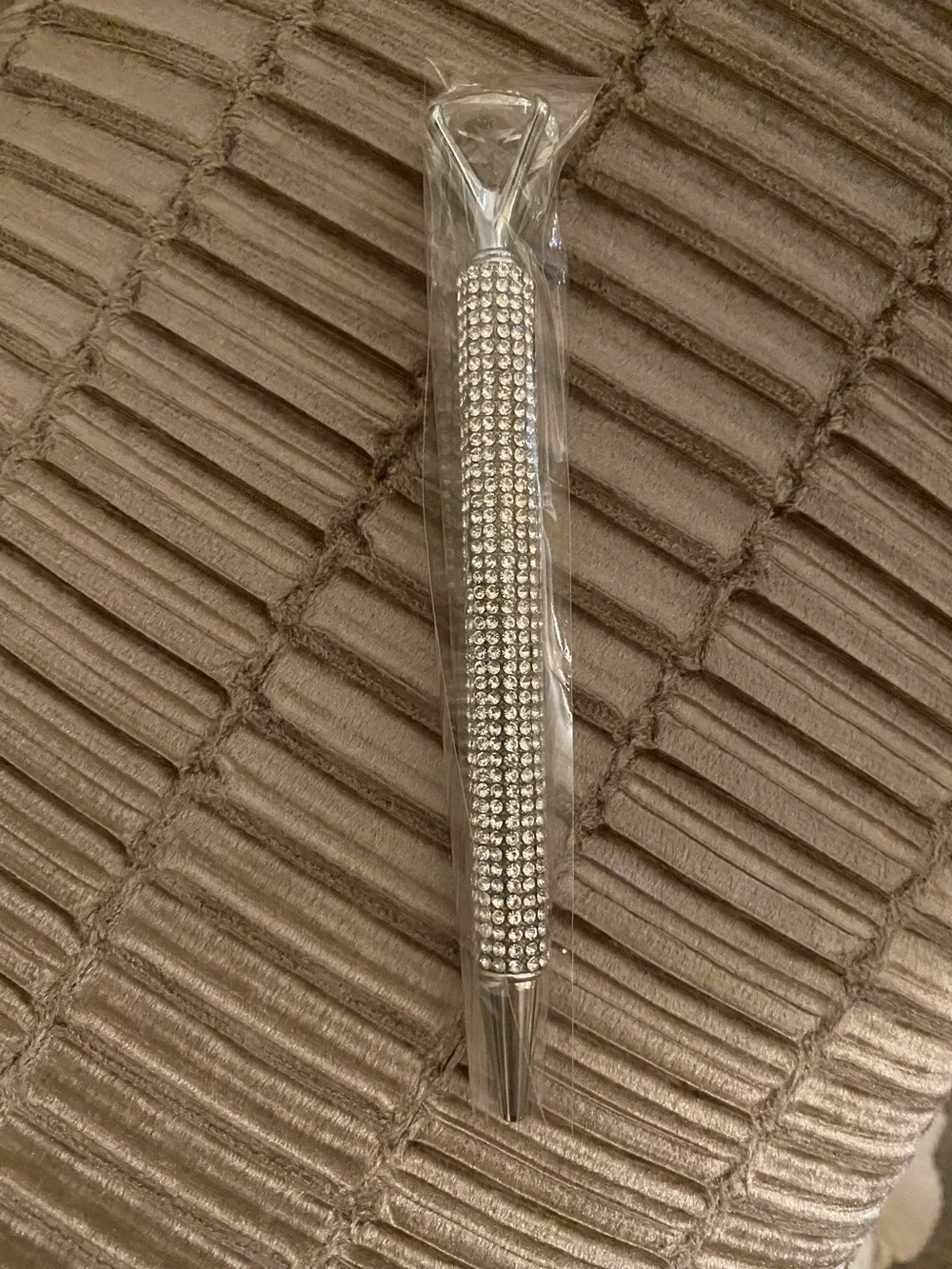 Rhinestone-Studded Silver Pen